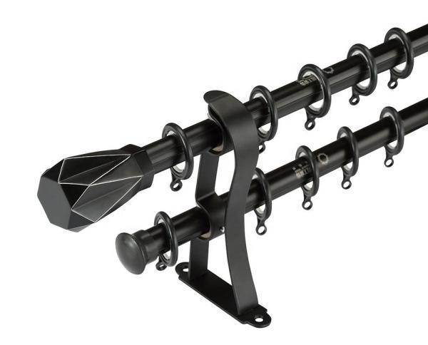 0.5mm 0.6mm Metal Bracket Adjustable Double Pipe Curtain Pole