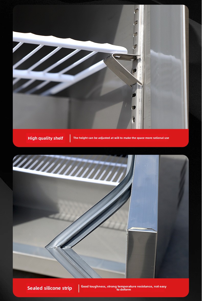 Stainless Steel 201 Pizza Prep Refrigerator with Automatic Defrost and Adjustable Thermostat