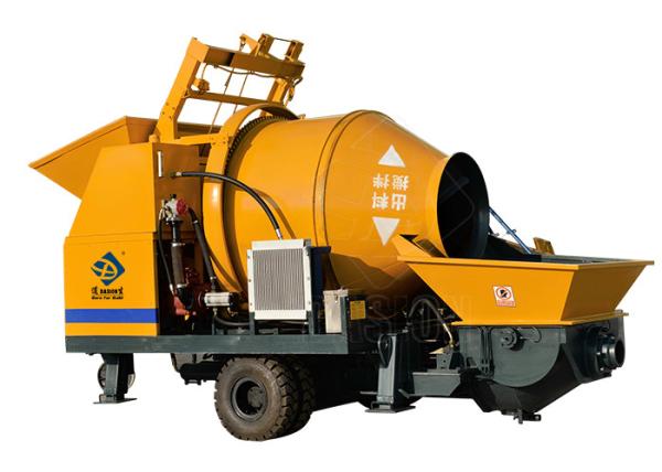Forced Electric Engine Mobile Concrete Mixer With Pump For Housing Construction