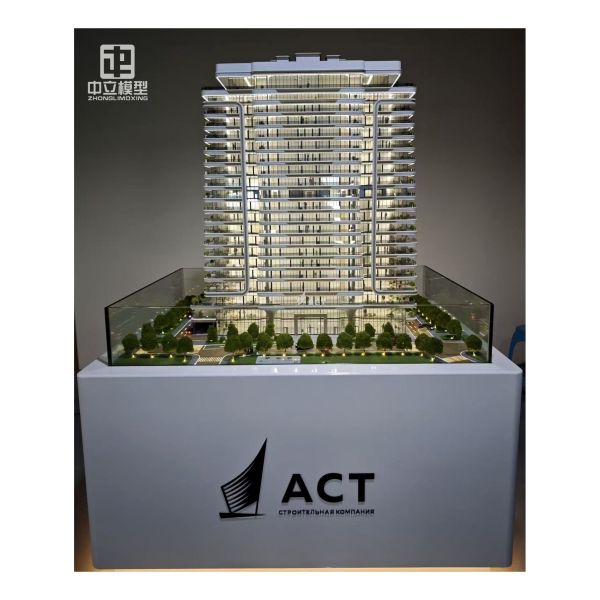 Custom Modern Office Building Architectural Scale Model with Elevator Lift Function and LED Lighting