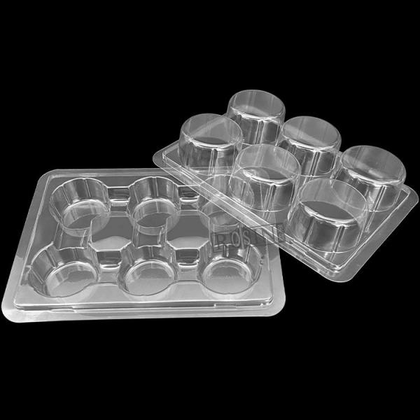Customized 6 Hole Clear Hinged Cupcake Containers Rectangle With Lid