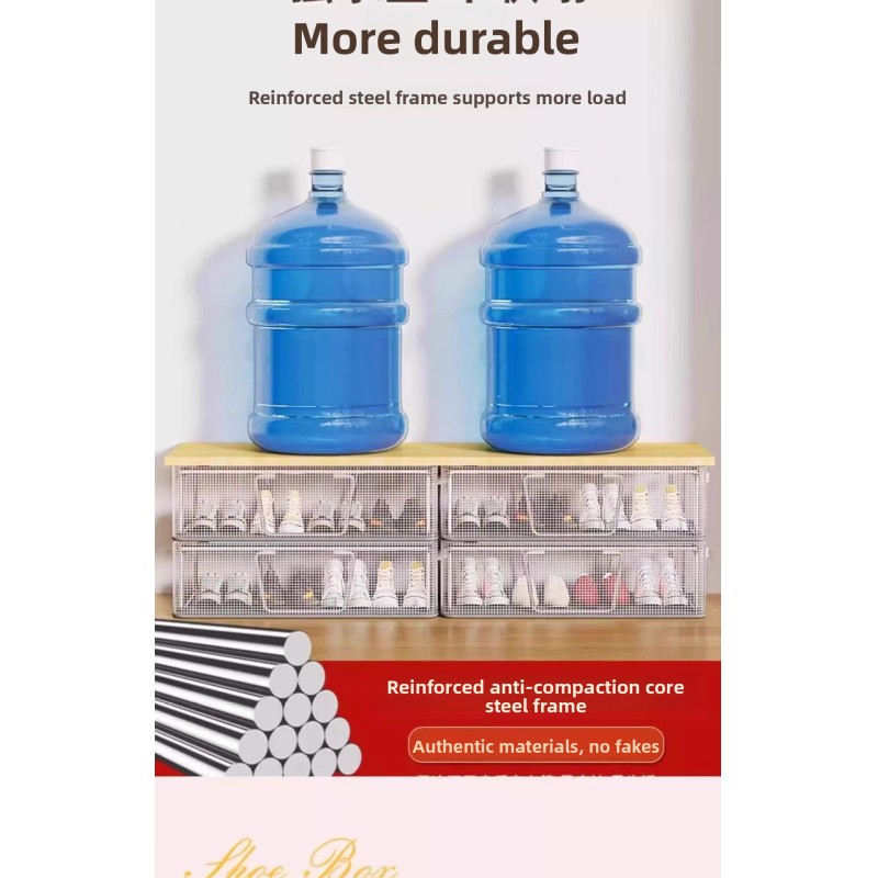 Factory Wholesale Plastic Foldable Transparent Dustproof Shoe Storage Cabinet Portable Shoe Box for Home
