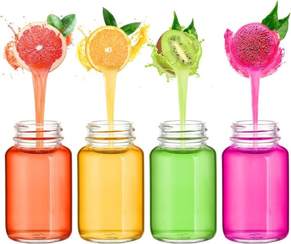 Glass Juice Shot Bottles With Caps - 8 Pack 3.5oz Small Clear Reusable Jars With Lids For Juicing Beverage Storage