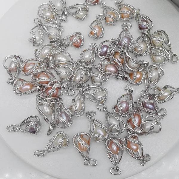 Fashion Necklace For Unisex Gift Pearl Cage Pendant Essential Oil Diffuser Jewelry Making Accessories