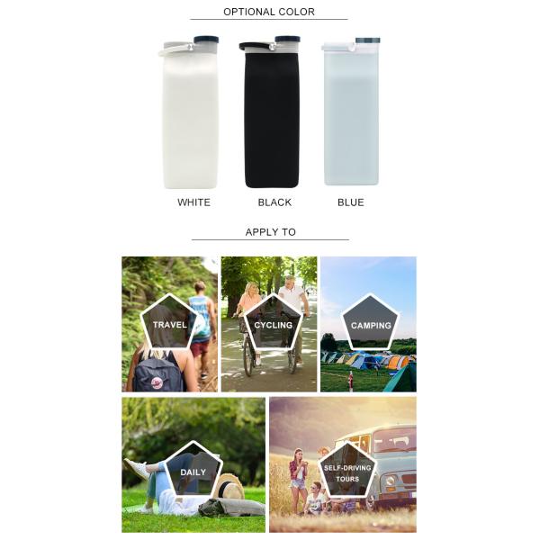 Unisex Large Capacity 600ML Collapsible Silicone Water Bottle