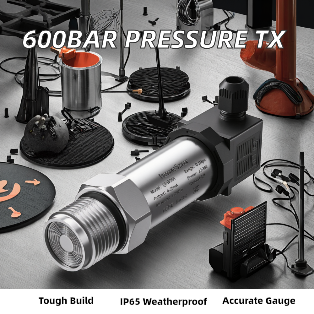 Small DC24V Hydraulic Pressure Transmitter 600bar Flat Diaphragm 4-20mA 0-10V RS485 M20*1.5 600bar Flat Diaphragm Pressure