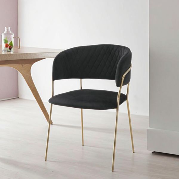 Nordic Style Velvet Dining Chair Golden Metal Legs Eco-Friendly Home Bar Hotel Upholstered Accent Chair Office Reception