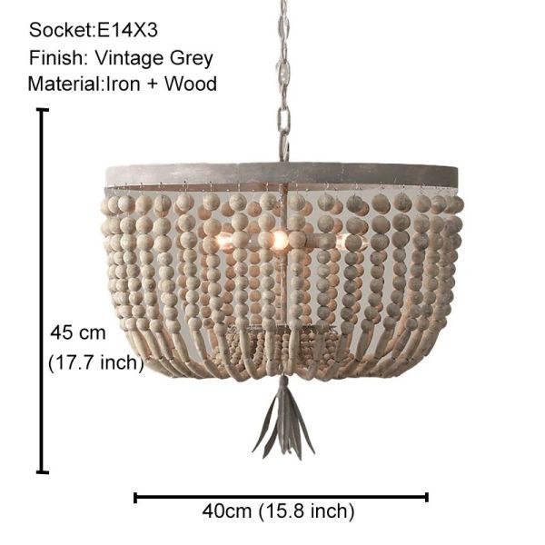 Gold Chandelier Wooden Beaded Lighting Fixture Fringe Hanging Light Silas Chandelier (WH-AP-652)