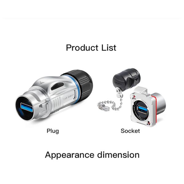 CNLINKO BD24 Metal Circular Data Connector USB Plug Waterproof USB 3.0 Connector