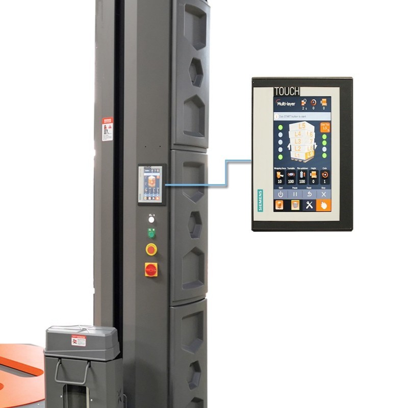 Automatic M Type Turntable Pallet Wrapping Machine For Warehouses / Manufacturing Plants