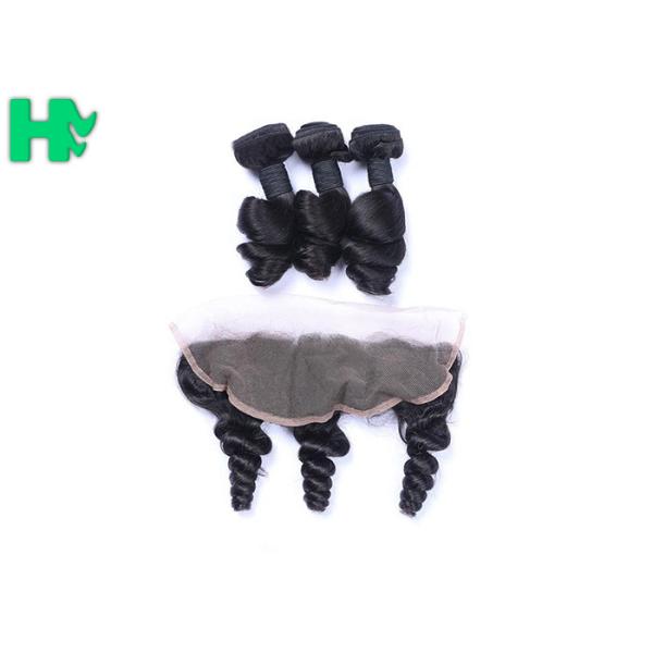 8’’ - 30’’ Loose Wave Virgin Hair / Brazillian Hair Bundles With 13*4 Closure