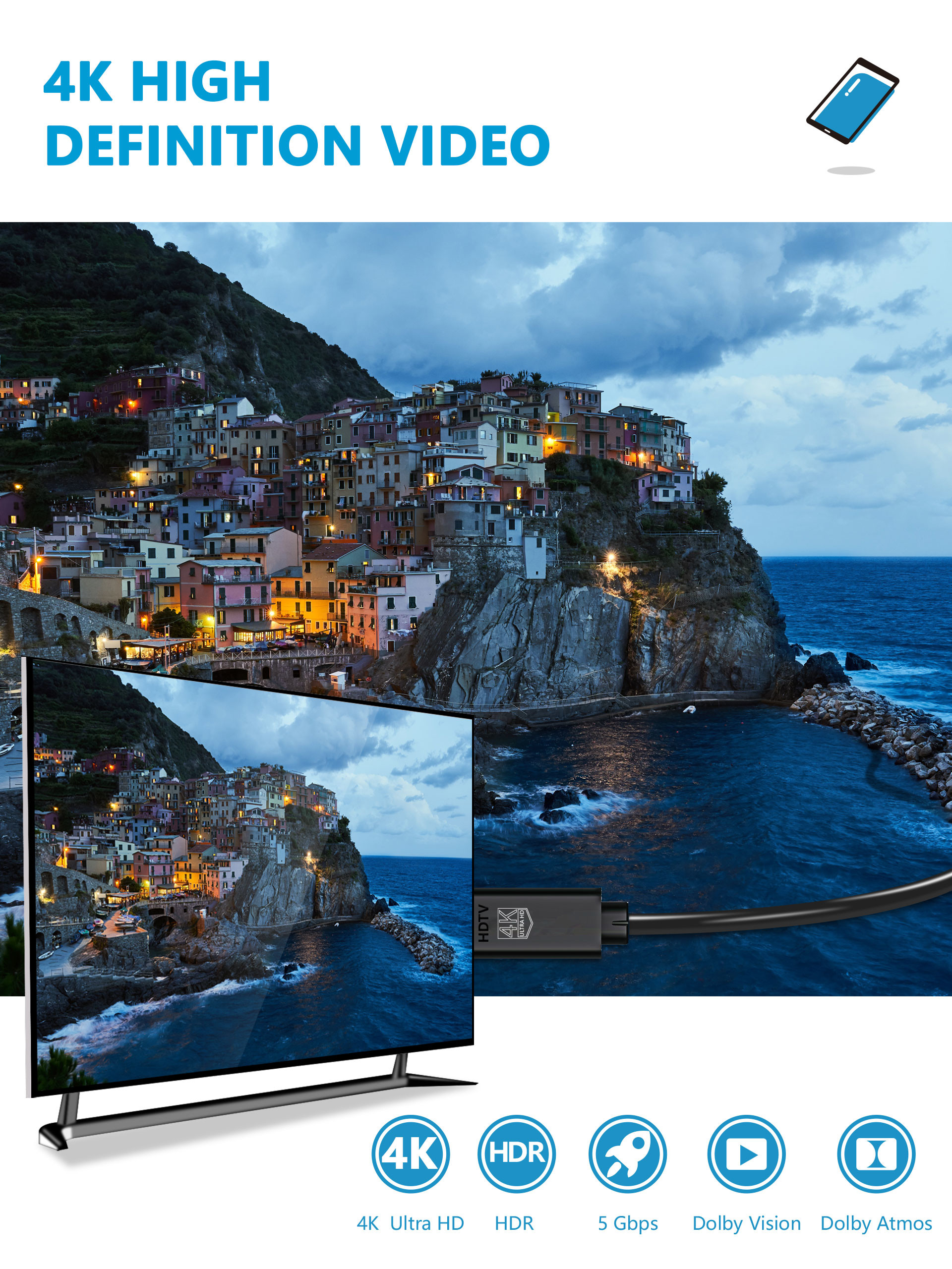 телефон 1080P 6.6ft к переходнику Hdmi, переходнику цифров Av экрана синхронизации