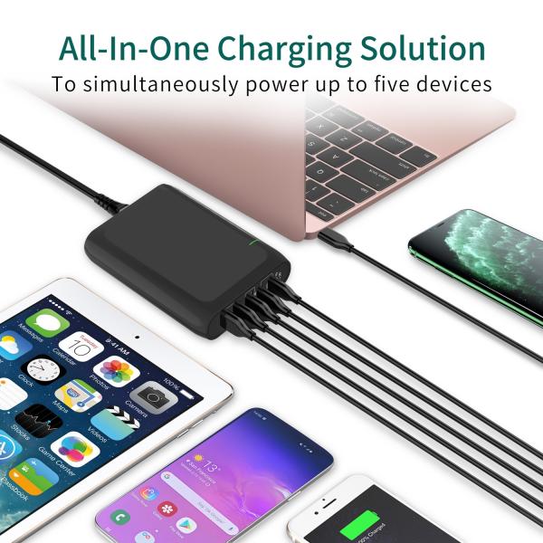 110W 5 Ports USB C PD Chargers Fast Charging Station 312g For Travel
