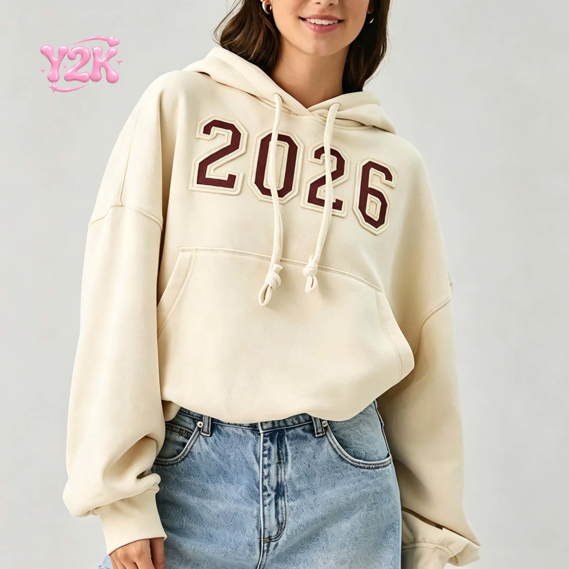 Custom Women's Oversized Applique Pullover Fleece Hoodie