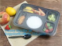 gamelle jetable en plastique sûre de nourriture de 3 compartiments de stockage de congélateur en plastique à micro-ondes, conteneur d'aliments de préparation rapide jetable merci
