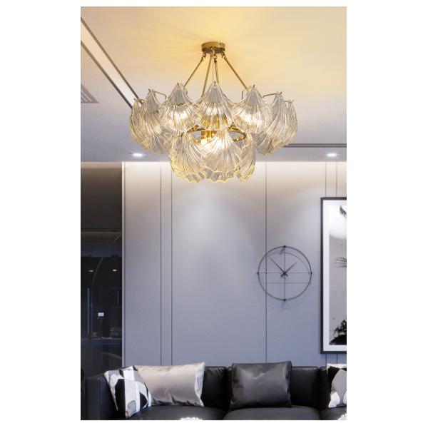 Modern Led Chandelier For Living Room Frosted Glass Luxury Shell Chandelier Lamp(WH-CY-247)