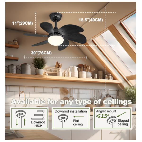 1stshine 6 Blades Ventilador de teto com controle remoto e motor leve DC 2- 1stshine