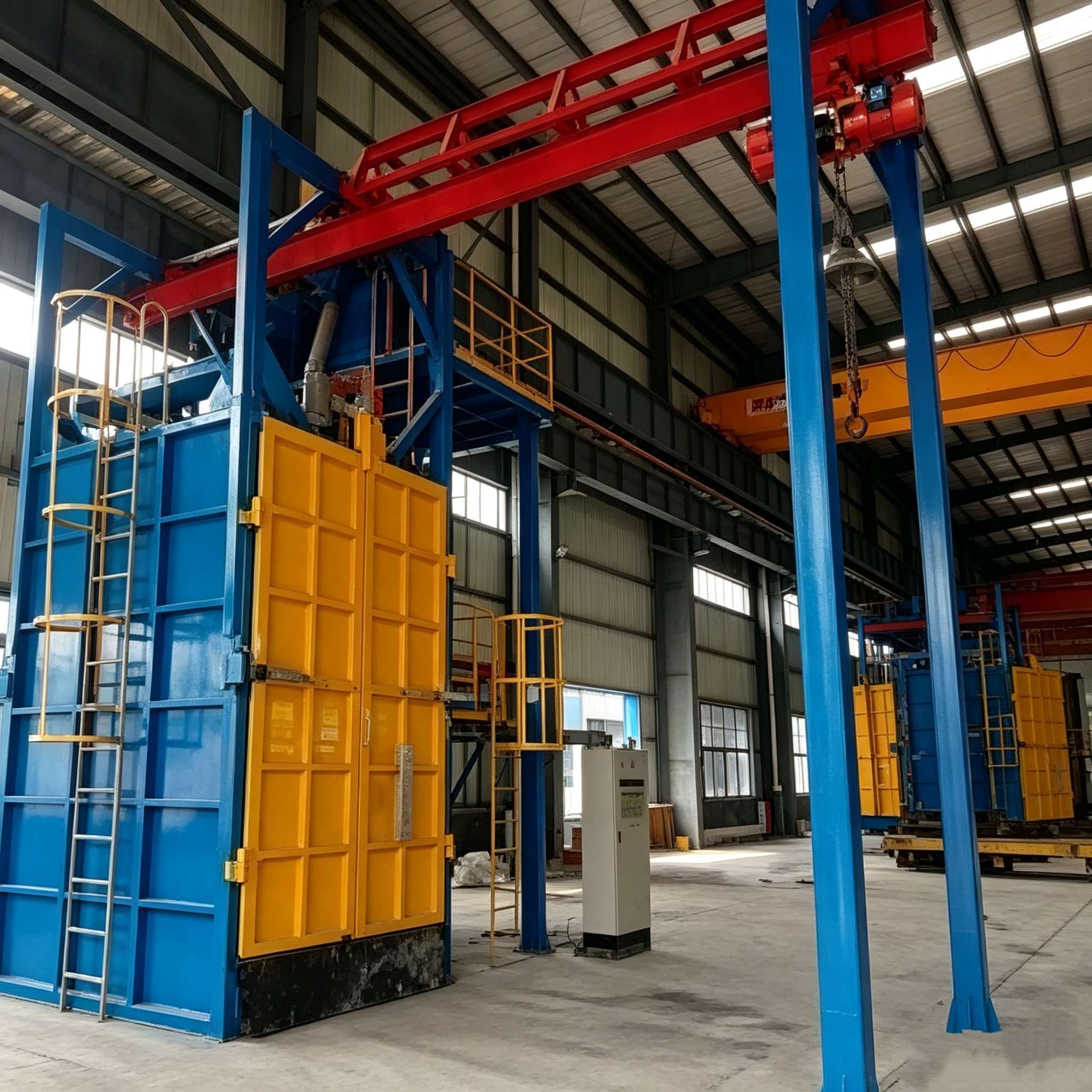 PLC Control Spinner Hanger Shot Blasting Machine with No Pit Structural Form and