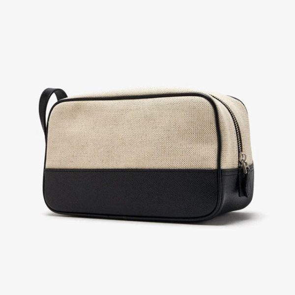 Pu Leather Trim Wash Bag Travel Men Essentials Soft Toiletry Bag Custom Logo