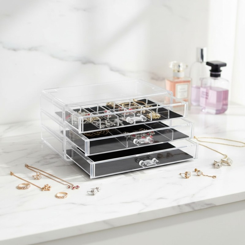 High Quality Multifunction Plastic Jewelry Storage Box Cosmetic Organizer with