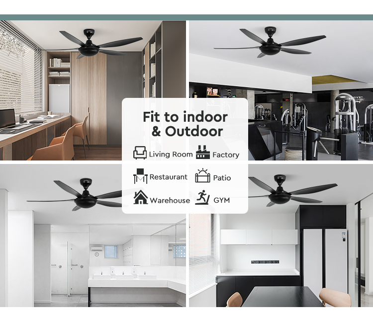 ceiling fan Потолочный вентилятор черноты мотора Dc 54 дюймов пластиковый с дистанционным управлением 6 скоростей