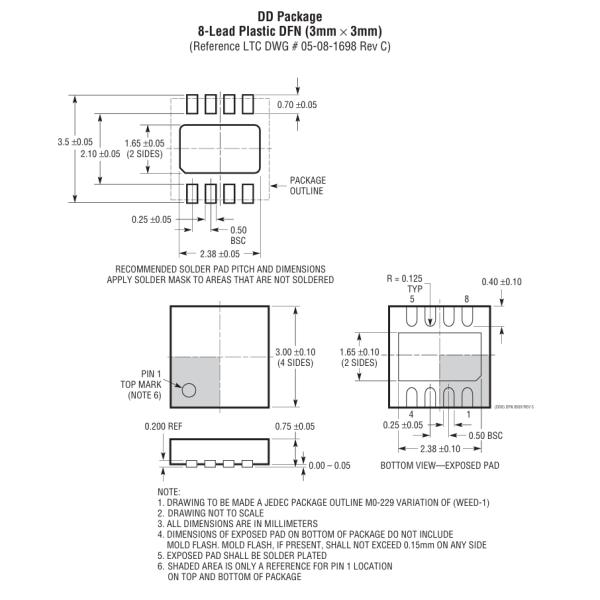 LTC3624IMSE-5 5V 1A Regulador de cañón síncrono con 95% de eficiencia 2.7-5.5V Entrada 2.25MHz Conmutación <1μA Apagado y paquete MSOP-10 de 3 mm × 3 mm