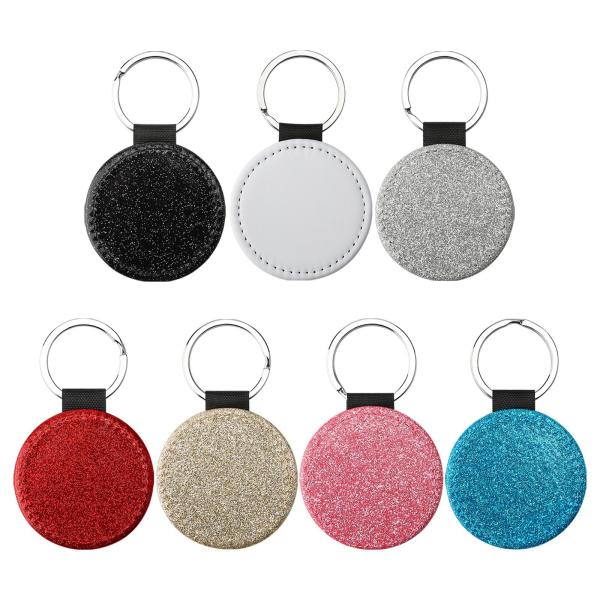 Porte-clés par sublimation en cuir vierge coloré, simple face, pailleté, porte-clés personnalisé