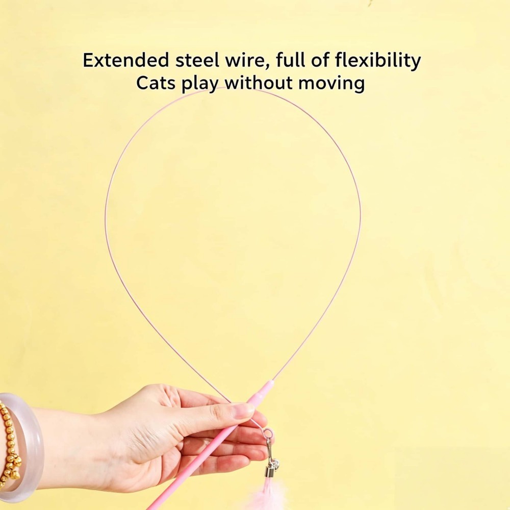Suction Retractable Pendant Teaser Wand Steel Wire Interactive Cat Toy With Feather