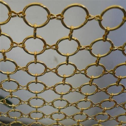 Longlife Golden Metal Coil Drapery Decorative Metal Mesh Screen Stainless Steel