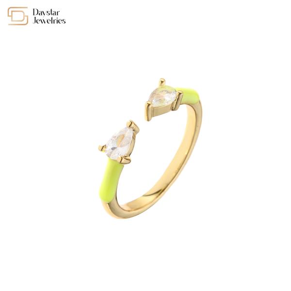 золото 18k покрыло регулируемые кубические кольца падения воды Zirconia для украшений женщин