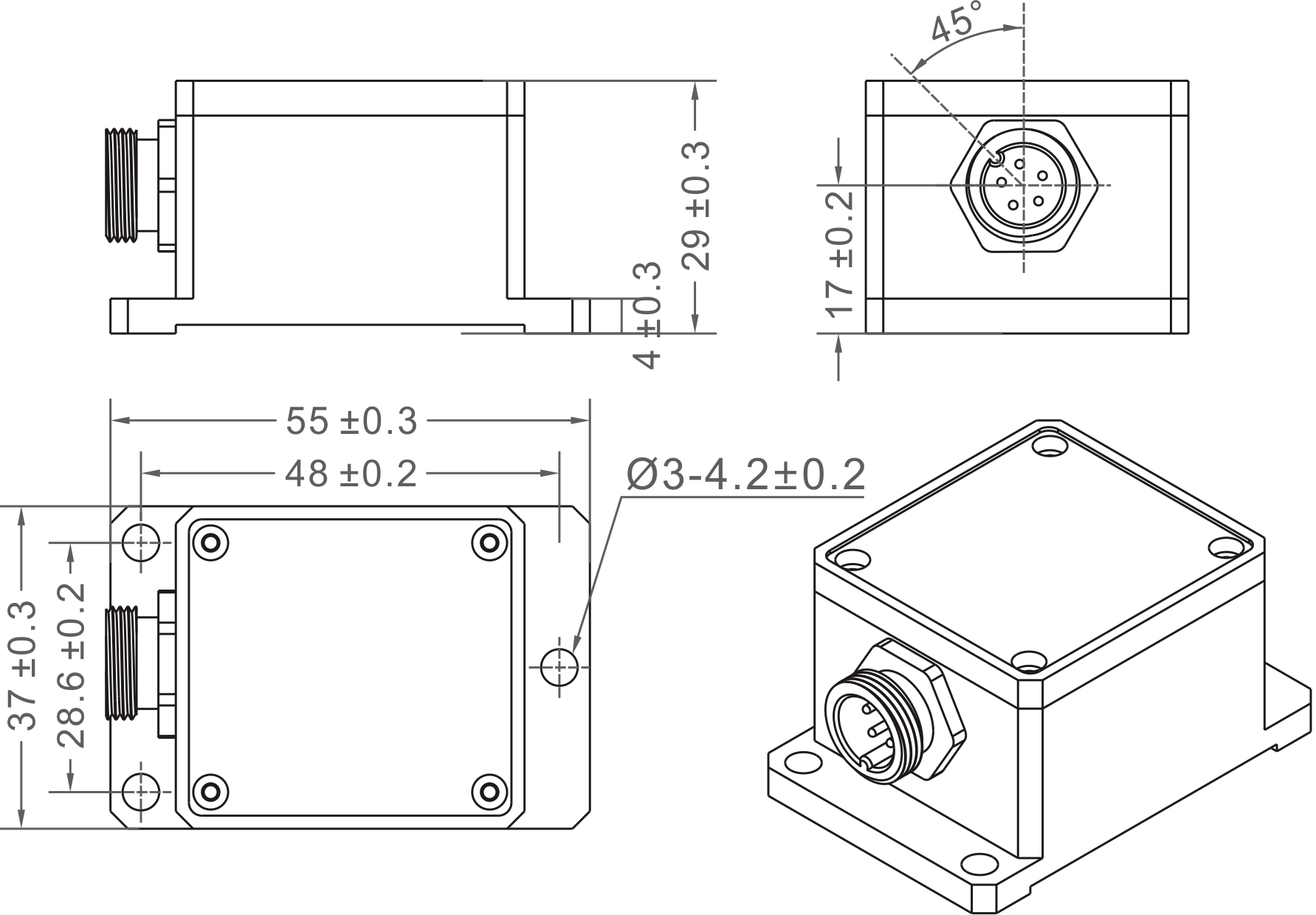 NTS3 Voltage Output MEMS Tilt Sensor For Industrial Equipment