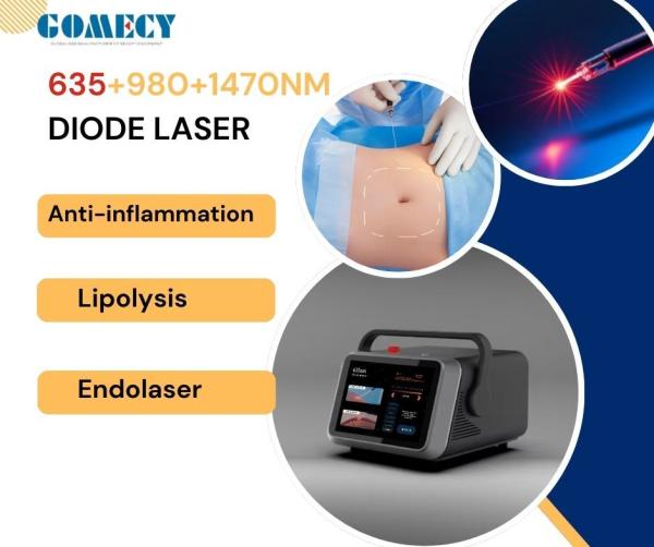 Máquina de terapia láser de diodo para estiramiento facial 980nm 1470 635, tensado de cuello endo, lipólisis corporal mínimamente invasiva