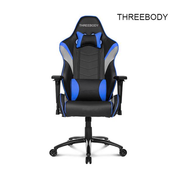 PU Leather X Racer Gaming Chair , Black And Blue Car Seat Computer Chair