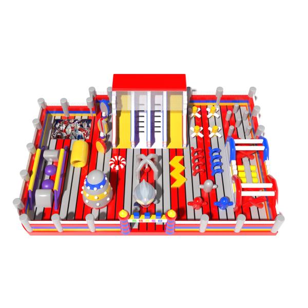 Ultraman Theme Park Inflatable Jumping Castle With Slides Obstacles