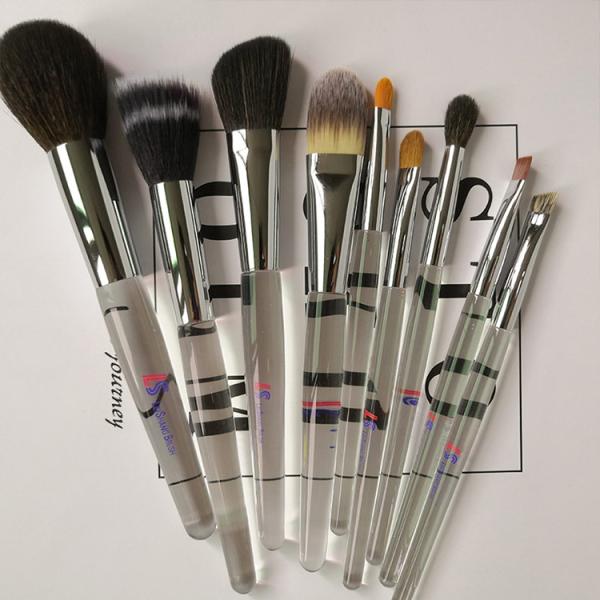 Acrylic Handle Synthetic Hair Crystal Diamond Makeup Brush 9pcs With Case