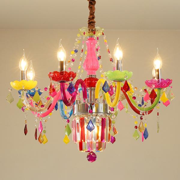 Children Bedroom Chandelier Glass Crystal Chandelier Colorful Dreaming Lovely Macaron