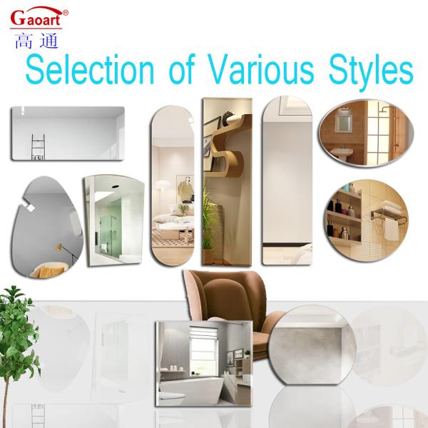 Wall Gym Silver Mirror Unique Deco Sticker for Bathroom Hanging Decoration Home Decor