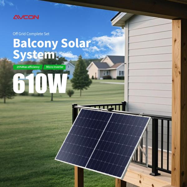 Avcon Kit Solar Panel 800W-1200W Balcony Solar Monocrystalline  with MPPT Controller 220V Micro Inverter Complete Home System