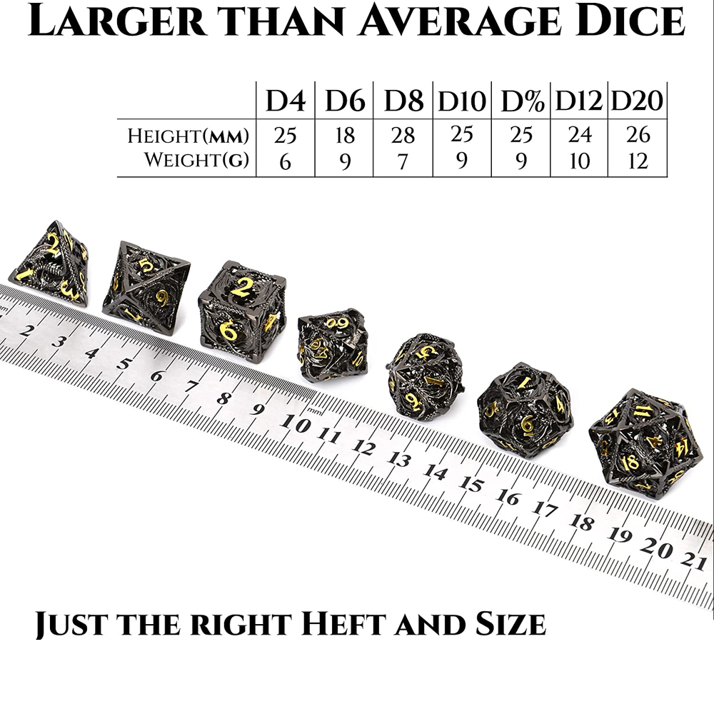 Customized Color Zinc Alloy Metal Dice Set 14-20mm for DND Gaming Casino Hollow Dice