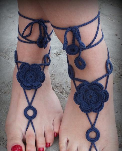 Crochet Barefoot, Nude shoes, Foot Jewelry, Beach Wedding, Sexy Anklet , Bellydanc