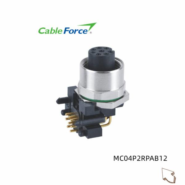 Крепление лицевой стороны панели разъем-розетки Pin M12 4 с контактами PCB 90 градусов