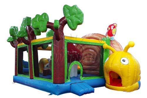 Cute Snail Style Inflatable Jump House , Waterproof Blow Up Bounce House