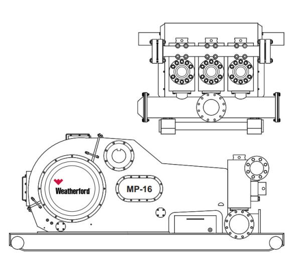Weatherford MP16 mud pump fluid end module, liners, pistons, valevs same as Weatherford
