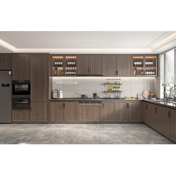 Plywood Kitchen Cabinet With Microwave & Handle Design Modern Custom Furniture