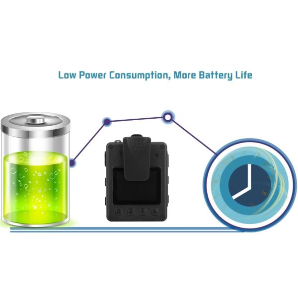 câmera gasta do corpo Wearable da polícia 1296P 12 horas que gravam a visão noturna de GPS IR