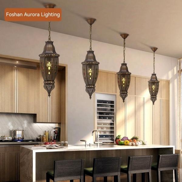 220V Interior Modern Style Handmade Copper Lanterns Muslim Vintage Style