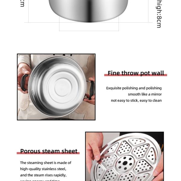 Wholesale 28cm Cooking Pot 2 Layer Cooking Steamer Stainless Steel Food Steamer Steamer Pot With Lid