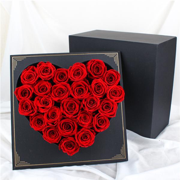 Heart Shaped Fresh Preserved Rose Gift Box For Wedding Decoration