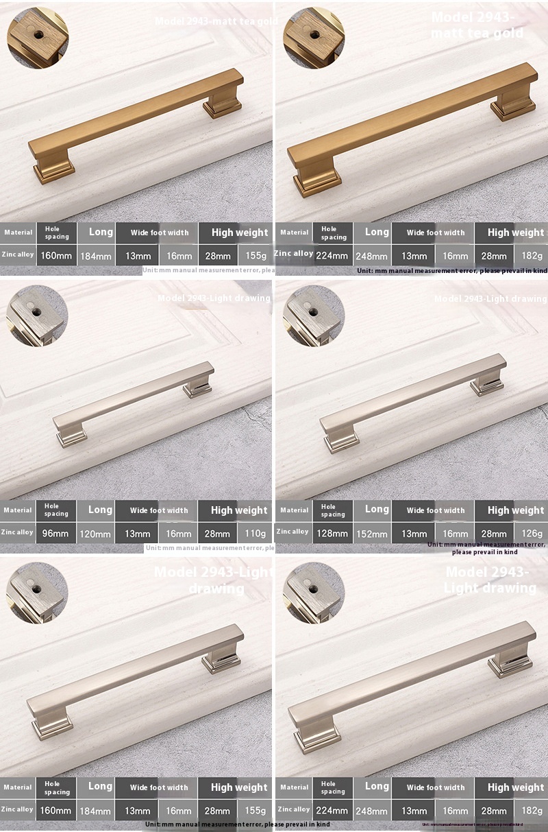 Nordic Gold Modern Simple Long Single Hole Solid Zinc Cabinet Door Knob Brass Material Living Room Wardrobe Drawer Handle