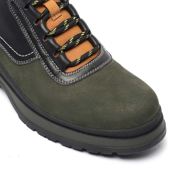 Green Cow Nubuck Rubber Outsole Genuine Leather Casual Boots EU 45Size